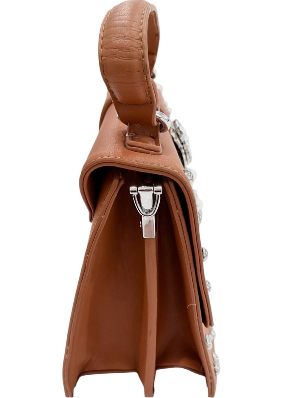 Western Brown Shoulder Bag Rhinestone Buckle Removable Strap New - Picture 7 of 9